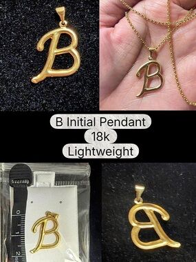 B Initial Pendant 18k Gold